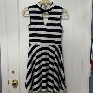 Striped high neck dress